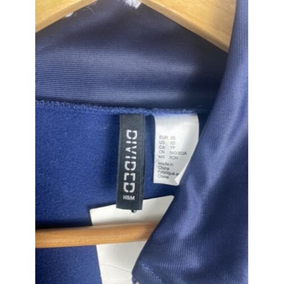 Divided H&M Jacket Women XS Navy Crop Track Full Zip Oversized Snap Button - Picture 3 of 8